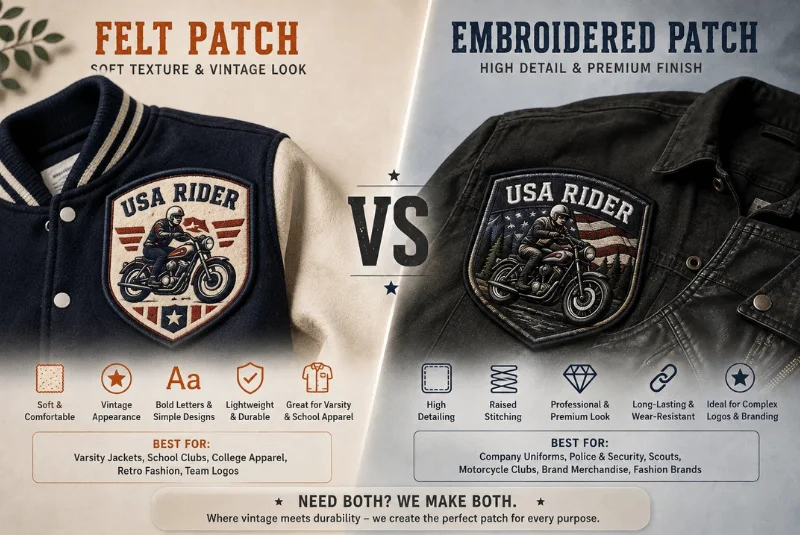 Felt patch vs embroidered patch comparison