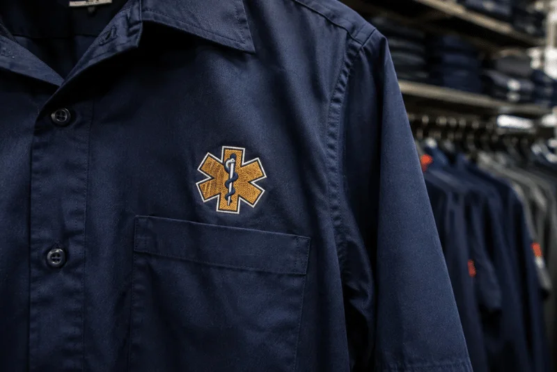 Custom embroidery on workwear uniform