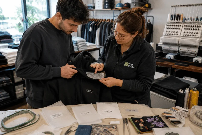 Choosing stabilizer for embroidered garment