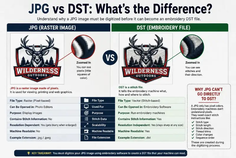 JPG vs DST embroidery file comparison