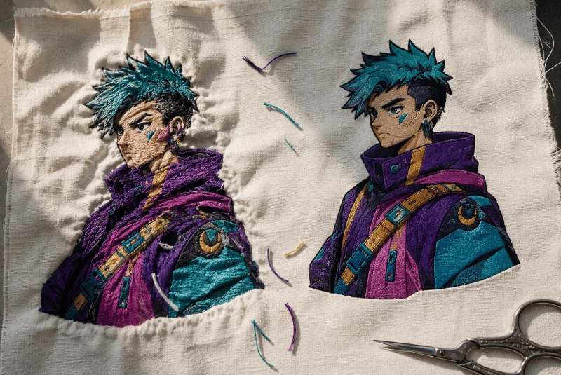 Complete anime embroidery design example